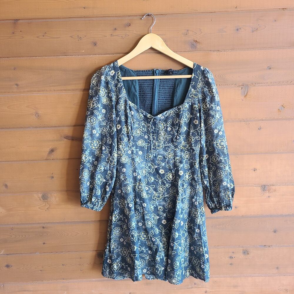J.Crew Sweetheart Vintage Vines Dress Mini Cottage Garden 4 Boho Green Floral - Picture 2 of 9